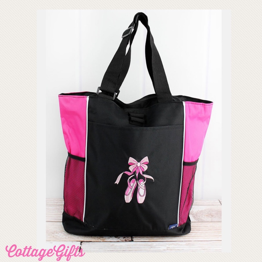 NEW Ballet Slippers Design Black & Pink Tote Bag